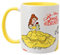 Widdop and Co. - Disney Beauty and The Beast Mug - Yellow/White Tea, Coffee Glazed Stoneware Belle & Beast Drinking Cup - Officially Licensed Disney Merchandise (325ml / 11.4oz).