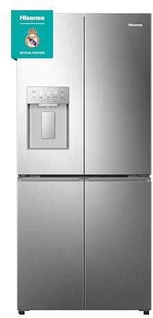Hisense RQ5P470SYID - Frigorífico Americano 4 Puertas, Class D, 483 L, Alto 178.5 cm x Ancho 79.4 cm, Color Inox, Metal-Tech Cooling, My Fresh Choice, Dual-Tech Cooling, Dispensador de Agua