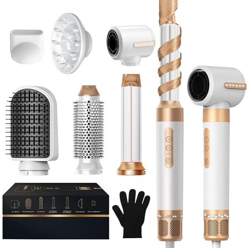 Secador de Pelo 7 en 1, UKLISS Air Styler Set con 110000 RPM Cepillo Secador de Pelo, Cepillo Alisador Pelo, Auto-Airflow Rizador de Pelo, Moldeador Pelo 3 Temperaturas para todos Peinados
