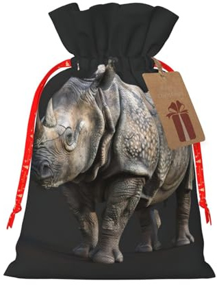 Bolsas de regalo de Navidad con estampado de rinoceronte animal, saco festivo de Navidad, fiesta de cumpleaños, embalaje de regalo