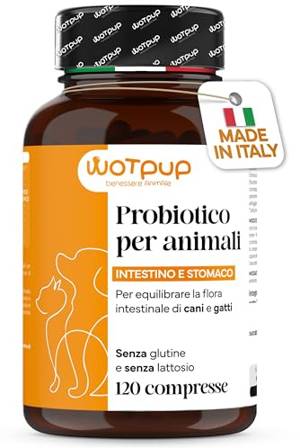 PROBIOTICI PER CANI di Alta Qualità Made in Italy. Fermenti Lattici Cane e Gatto, 120 Compresse - 4 MESI di Fornitura. Supporto alla Digestione, Contrasta Prurito e Allergie. Sviluppato da Veterinari