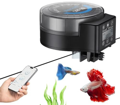 Mangeoire automatique WiFi pour aquarium, mangeoire automatique pour aquarium, distributeur de nourriture pour poissons, contrôlé avec application (capacité 20 x 7 ml)