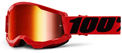100% Strata 2 Goggle, Erwachsene, Rot mit Spiegel Rot Linse