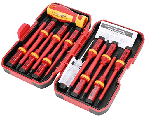Roundsky 13 Stücke Vde Isolierte Schraubendreher Set -V Hoch Spannung 1000 V Magnetisch Schlitz Torx Schraubendreher Hand Werkzeuge