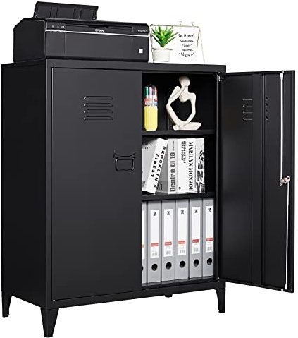 Sightlife Aktenschrank Abschließbar, Mehrzweckschrank Metallschrank Werkzeugschrank aus Stahl Büroschrank mit 2 Türen Werkstattschrank Kleiner Schrank Aufbewahrungsschrank Ordnerschrank