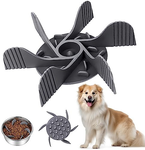 Anti Schling Napf Hund,ACTOYS Antischlingnapf Hunde,Anti-Choke Hundenäpfe Kieselgel Slow Feeder Bowl für Hunde Fressnäpfe Hunde Zubehör,Mit 19 Starken rutschfeste Saugnäpfen(grau)