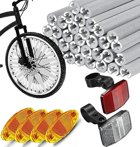 Réflecteurs de Rayons 72pcs+6pcs Réflecteur de Vélo Avant et Arrière-360° Visibilité et Montage Facile-Catadioptres pour vélos composés de matière réfléchissante,pour Tous Les Rayons de vélo Standard