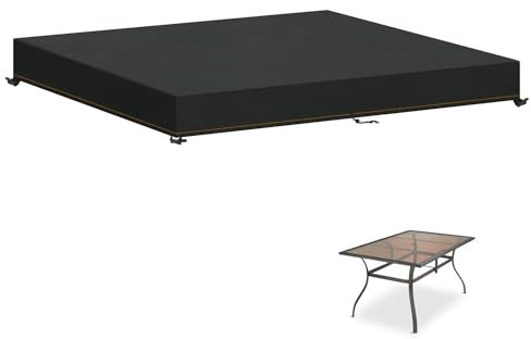 HEIMUNI Tischplatten Abdeckung 150x100x15cm Abdeckhauben für Tische Abdeckplane Hülle Gartentisch Abdeckung Gartenmöbel 420D Oxford Gewebe Wasserdichte Tischplatte Abdeckhaube