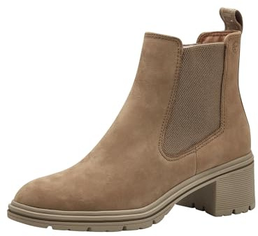 Tamaris Botines Chelsea para Mujer, Piel, Cómodos, Camello, 38 EU