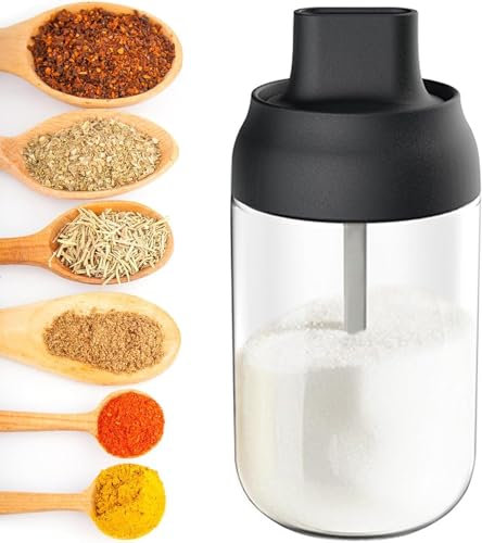 WSAMJIN Especiarias Tarros, 250ml Botes Especias Cristal con Tapa y Cuchara, Recipiente Frascos Especias Transparente Recipiente Frascos para Familias, Camping, Cocina, Barbacoa