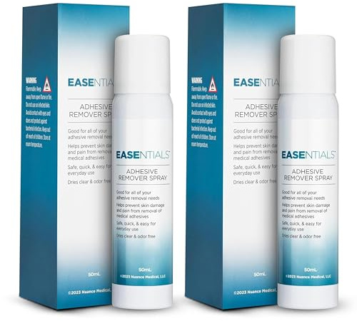 EASEntials Spray removedor de adhesivo sin picaduras, ideal para pacientes con ostomía, piel sensible y eliminación de vendajes, bajo residuo, secado rápido, fórmula no pegajosa, mejor que las