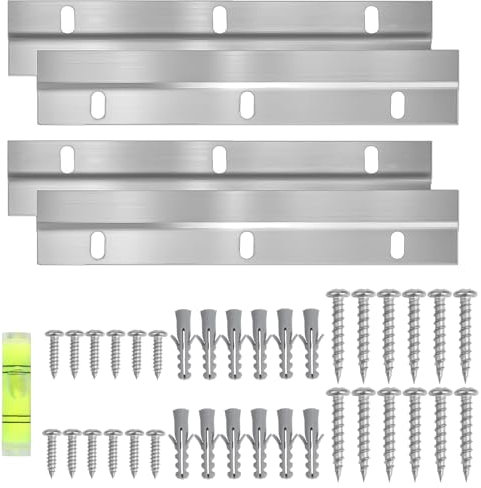 4 Stück Z-Klemmen Zum Aufhängen 30cm French Cleat Schienen Hochbelastbares Aufhängungssystem Bilderaufhänger Ineinandergreifende Fotorahmenhaken für Schrank Bilder Spiegel Kunstwerken Rahmen(Silber)