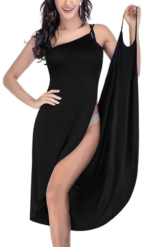 AUYAO Camisolas y Pareos para Mujer, Vestido de Abrigo Bañador, Vestido Playero Mujer Bikini Cover Up Beachwear para Playas Piscinas Salones para Tomar el Sol, Negro(Gran Tamaño)