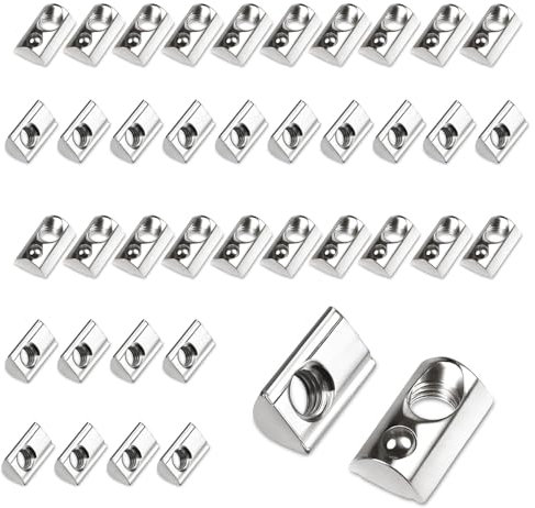 Nutenstein M8, 40 Stück Nutensteine M8 mit Zentrierung Kugel Nut 40-Serie Aluprofil T Nutsteine Schrauben Set Kohlenstoffstahl Gleitmutter (Europanorm)