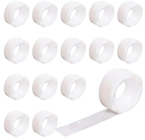 CWPFVQA 15 Rollos De Puntos Adhesivos Transparentes Empaquetados, Fuerte, Doble Cara, Resistente, Plástico, 15 rolls, Not Water Resistant, Ideal Para Globos, Uso Ligero