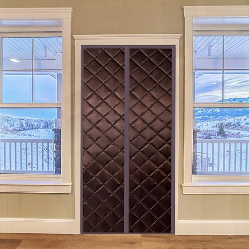 Cortinas Termicas Aislantes Frio y Calor, 175x215cm Cortina Puerta Exterior Cortinas Aislantes Termicas Aislamiento Acústico Anti-Frio,para La Sala De Aire Acondicionado(Café)