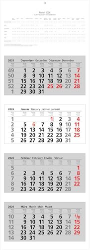 2026 Adina Wandkalender Viermonatskalender mit Tagesanzeiger 92x33cm