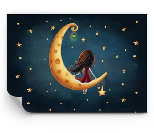 ARTTOR Papel pintado de papel no tejido Standard - Infantil Chica Luna - 250x175 cm - Fotomurales XXL Moderna Decorativos Murales Papel tapiz fotográfico Dormitorio Para la sala - WF1AA250x175-4683