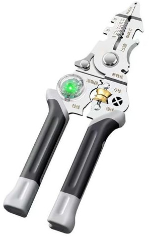 Ciseaux à dénuder 10 en 1 avec test électrique, ciseaux à dénuder multifonctions avec test électrique, pince à dénuder et pince à sertir pour couper et tirer des fils