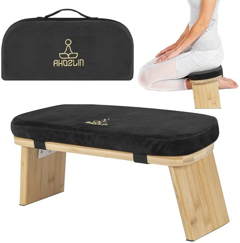 IPEB Panca da meditazione, pieghevole, ergonomica, in bambù, per yoga, meditazione, con cuscino, portatile, con borsa per il trasporto per ginocchia, preghiera, pratica avanzata