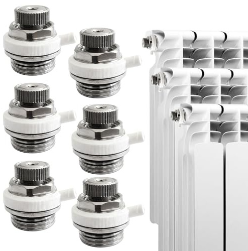 6 valvole di sfiato automatiche da 1/2 pollici, valvola di sfiato per radiatori, sfiato automatico per radiatori con valvola di ritegno, sfiato automatico per impianti di riscaldamento