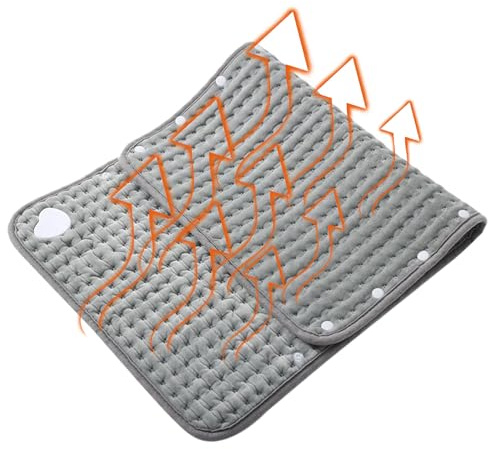 Almohadilla de calor para la espalda, 61 x 30 cm, manta de relajación para el hombro - Cojín térmico suave y lavable para hombros, cuello, rodilla, cintura, pie, menstruación, mujeres, hombres, padres