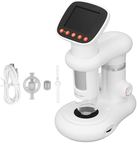Microscopio digital para niños PolyGen con batería recargable de 800 mAh, aumento de 50X-1000X, pantalla IPS de 2,0 pulgadas y vista de PC a través del tipo C para educación y