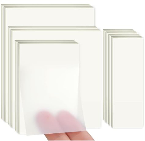 500 Sheets 4 Sizes Clear PET Self Adhesive Transparent Sticky Notes | See Through Pads for Book Marking,Office,School,Document Annotation,Daily Reminder