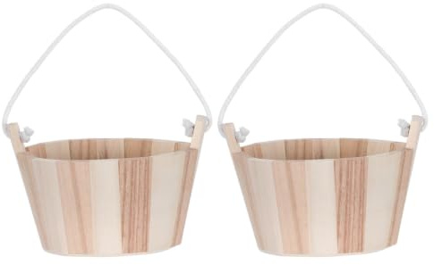 VILLCASE Seau à Sel en Bois pour Sauna 2pcs, Mini Seau Portable pour Stockage de Sel de Bain, Accessoire Sauna Style Naturel Raffiné pour Décoration Salle de Bain