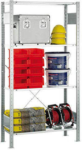 SCHULTE Lagertechnik, Grundregal MULTIplus Fachbodenregal 1800x1000x300 (HxBxT), Steckregal mit 4 Fachböden, Traglast je Boden bis zu 120 Kg (gesamt bis zu 480 Kg)