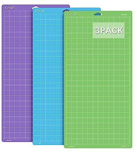 Ecraft Cutting Mat for Cricut Explore One/Air/Air 2 Maker（Strong,Standard,Light 12X24inch (3 Pack) Variety Adhesive Quilting Cut Mats Replacement for Crafts、Sewing and All Arts.