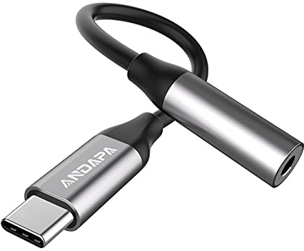 ANDAPA USB-C till 3.5mm Adapter - Högkvalitativ Ljudomvandlare med DAC-Chip för iPad Pro, i-Phone 15, Samsung S23/S22/S21, Xiaomi, Pixel & Mer