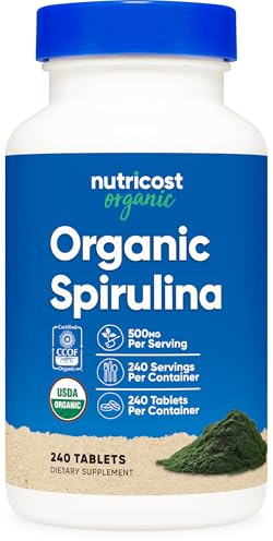 Nutricost Organic Spirulina 500mg, 240 Tablets - Gluten Free, Non-GMO