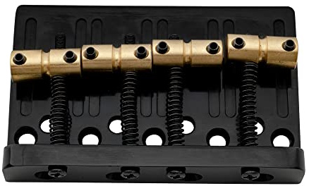 Musiclily Pro 19mm Ponte Hardtail per Basso Elettrico 4 Corde Sellette Ottone e Piastra Acciaio, Nero