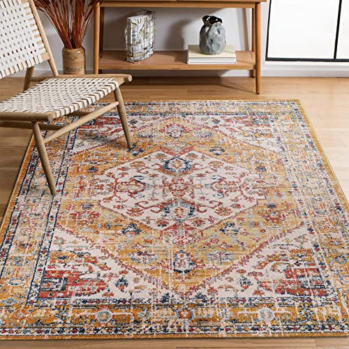 NETLINE HOME Area Rugs For Living Room, Bedroom, Kitchen, Dining Room | Oriental Design Carpet | Soft Medium Pile | Traditional Vintage Rug | Stain Resistant (Orange, 160X230 CM)