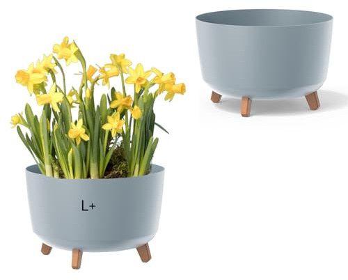 MELTOM Vaso da fiori con piedini, vaso per erbe, 39 cm x 27 cm (grigio)