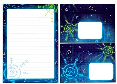 Briefpapier-Set Briefblock mit Umschlag für Jungen Jungs Mädchen Kinder Lasertag Kindermotiv Briefbögenblock liniert (Block A5 mit 25 Blätter + 15 Umschläge)