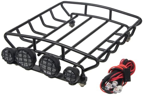 HOBBYMARKING RC Car Metal Roof Luggage Rack with LED Lights for Tamiya Sand Scorcher Monster Beetle 1/10 Crawler Car Upgrade Parts