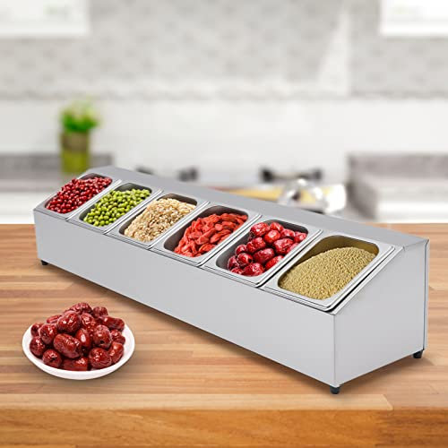 GN Gastronorm, 6 contenitori in acciaio inox, con 6 contenitori da 1/6 con 6 coperchi abbinati, lavabile in lavastoviglie