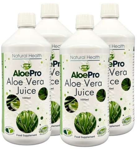AloePro Aloe Vera Juice - Pure BioActive Aloe Vera, Vegan, Multipack, (4)