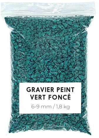 Landare Gravier Coloré Vert 1,8Kg - Pierres de Couleur - Gravier - Gravier Decoratif - Gravier pour Vases et Pots (6-9 mm) (Vert foncé)