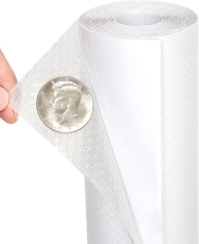 Hersvin Schubladenmatte 60cmx500cm Selbstklebende Schrankpapier Schubladeneinlage Eva Wasserfest Unterlage Teppich für Küchenschränke (Klebende,Transparent Flacher Punkt)