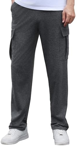 Crewhpo Pantalones Deportivos para Hombre Algodón con Bolsillos Laterales