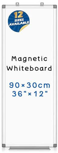 Swansea Magnetisches Whiteboard 90 x 30cm mit Haken zum Aufhängen und Aluminium, Langes Magnettafel Pinnwand Magnetisch für Home Office