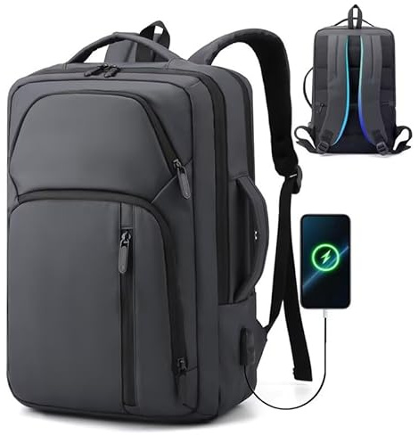 Clufar Laptop Ryggsäck Herr 17,3 tum med USB Laddningsport Affärsryggsäck Stöldskydd Herr Tonåring Vattenavvisande Reseryggsäck Arbetsryggsäck Grå för Weekendarbetsresor,Grå