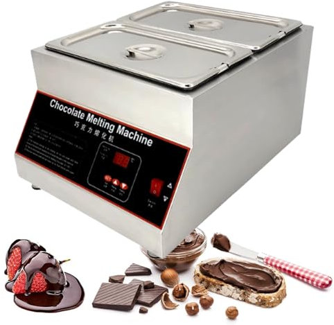 ZIXIAOS Scioglitore di Cioccolato Professionale, Scioglitore di Cioccolato con Riscaldamento Ad Aria, Pentola per Immersione Scalda Cioccolato Professionale, Termostato Incorporato 0-95°c,2tank