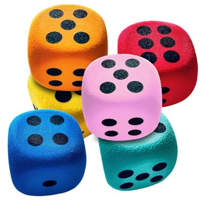 Dados Gigantes de Gomaespuma | 6 Dados De Espuma De 3.8 Cm - Educativo para Niños Mayores De 3 Años para Casa Campamento Escuela Viajes Y Juegos De Mesa para Familias Niños Y