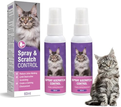 Piuess 60ml*2 Pezzi Feromoni Gatto Spray Tranquillante per Gatti Calmante Agitati Viaggio Antistress Kit Rilassante Repellente Irrequieti Felini Rilassanti E Tranquillanti Spray Calmante per Gatti M