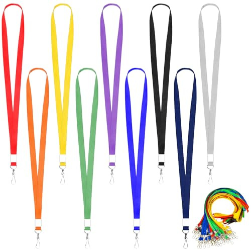 Ferizzia 30 stycken nyckelband för upphängning, 45 cm nylon axelband | Nyckelband färgglad med roterande metallklämma snodd, för ID-fodral, kortficka, nackrem, namnskylt, nyckel