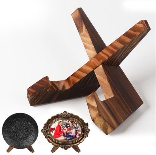 Lnngub Wooden Bowl Display Stand,Small Plate Stand Wooden Plate Stands Cook Book Stands Latter Easel Holder for Decorative,Pottery, Bowls,Picture,Dish,Book